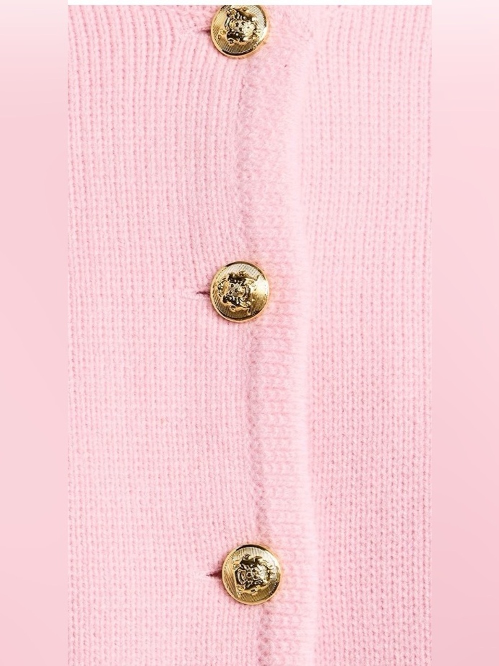 English Factory Pink Heavy Knit Cardigan Gold Button Sweater Size NWOT - Picture 3 of 6